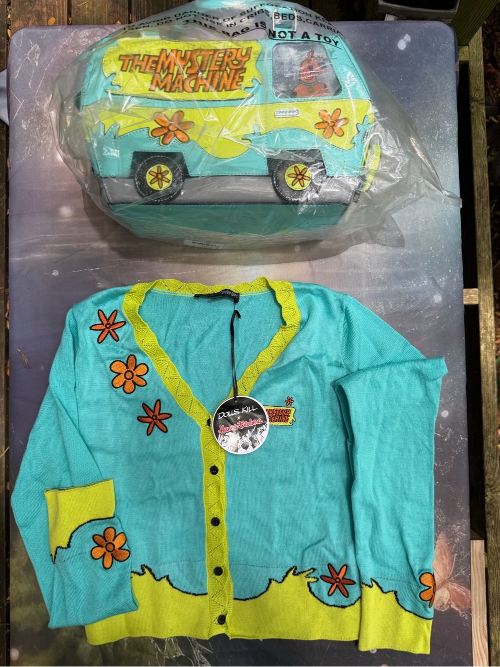 Dolls Kill Scooby-Doo Mystery Machine Aqua & Lime Shoulder Bag